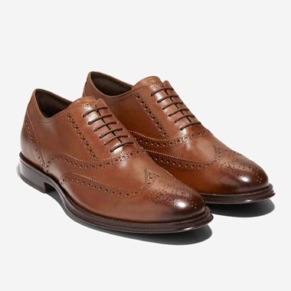 Cole Haan X Nike Air Madison British Tan Leather Wingtip Oxfords Size 8.5